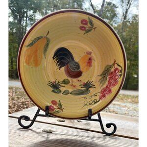 Hand-Painted Yellow Tuscan Rooster Ceramic Serving Bowl